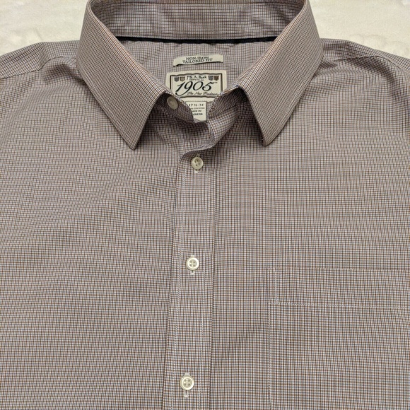 Jos.A.Bank 1905 Men's Tailored Fit Non-Iron Dress Shirt. Size 17.5-34. Plaid - Picture 3 of 10